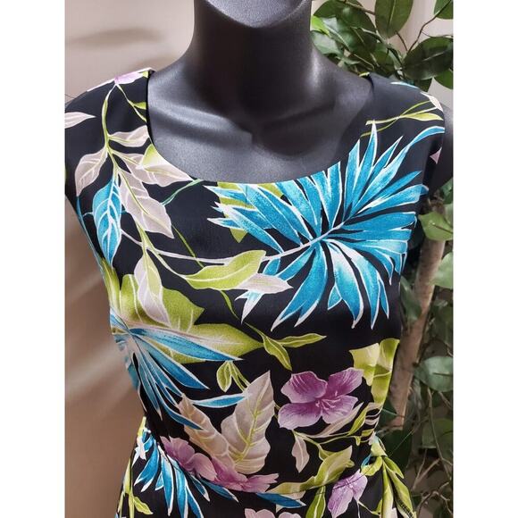 R & K Originals Women's Black Polyester Round Neck Faux-Wrap Long Maxi Dress 14 - Picture 5 of 11